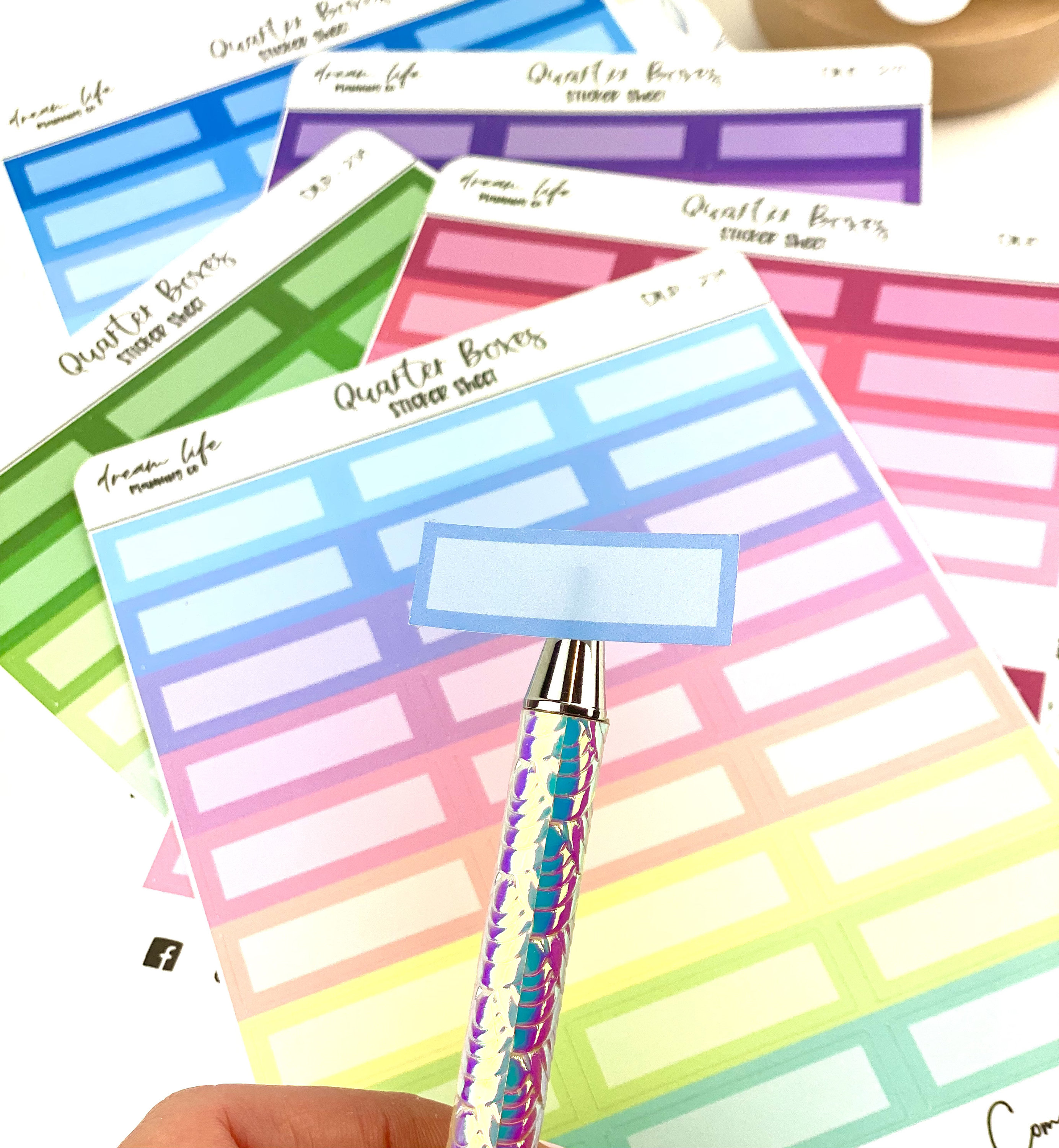 Quarter Box Stickers Pastel Stickers Coloured Box Stickers Planner ...