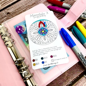 Desafíos de ahorro con mandalas con sobres de efectivo A6 esmerilados, tarjetas de presupuesto de efectivo laminadas, fondos de emergencia, relleno de efectivo