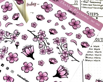 Cherry Blossom Stickers | Cherry Blossoms | Bullet Journal | Planner Stickers | Cute Planner Sticker Sheet | Sticker Sheet | BUJO | DLP 002