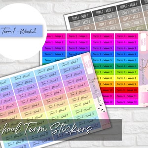 Boîtes d'autocollants colorés transparents pour la rentrée scolaire, autocollants pour la rentrée, Bullet Journal, agenda, autocollants pour agenda, autocollants étudiant enseignant pour agenda