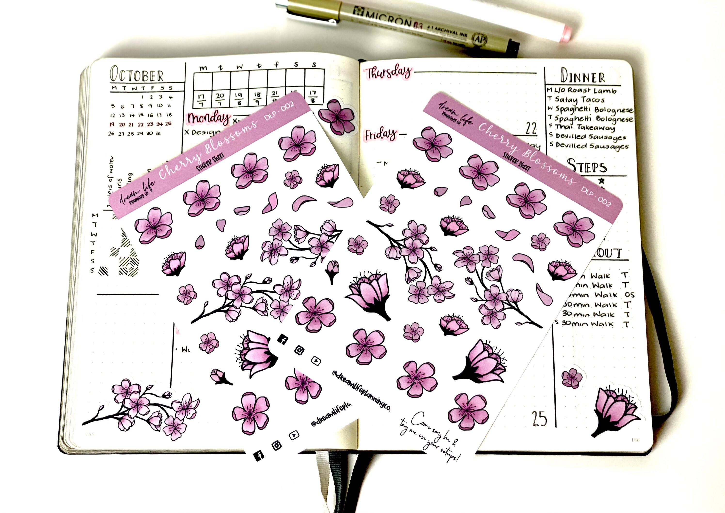 Cherry Blossom Stickers Cherry Blossoms Bullet Journal - Etsy Australia