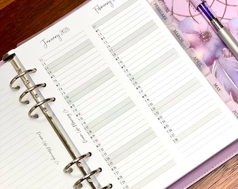 2026 - A5 Vertical Month At A Glance Planner Refill for A5 Planner Refill A5 Planner Inserts