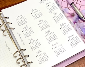 2026 - A5 Year At A Glance Planner Refill for A5 Planner Monthly Planner Inserts A5 Planner Inserts 2025 Monthly Calendar Insert Pages