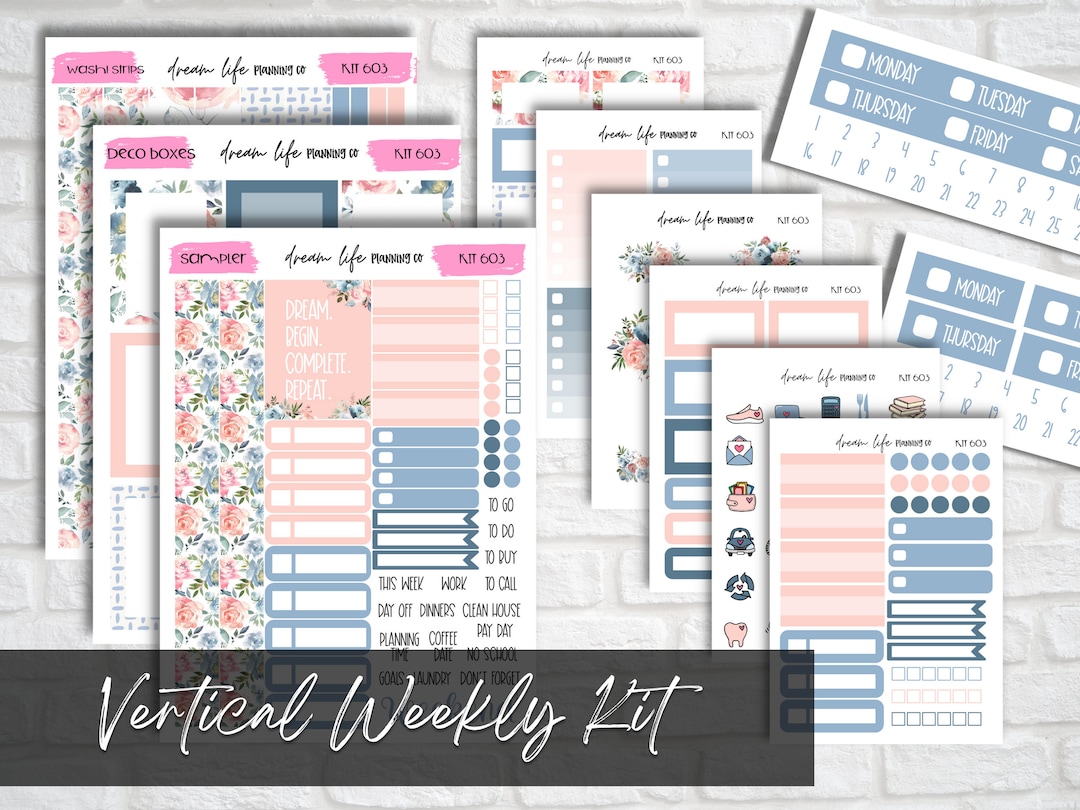 Weekly Planner Sticker Kit, Vertical Planner Sticker Kit, Erin Condren ...
