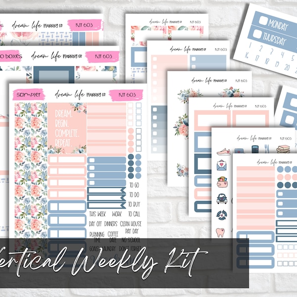 Weekly Planner Sticker Kit, Vertical Planner Sticker Kit, Erin Condren Sticker Kits, EC Hourly, EC Vertical, Sampler Sticker Sheet,