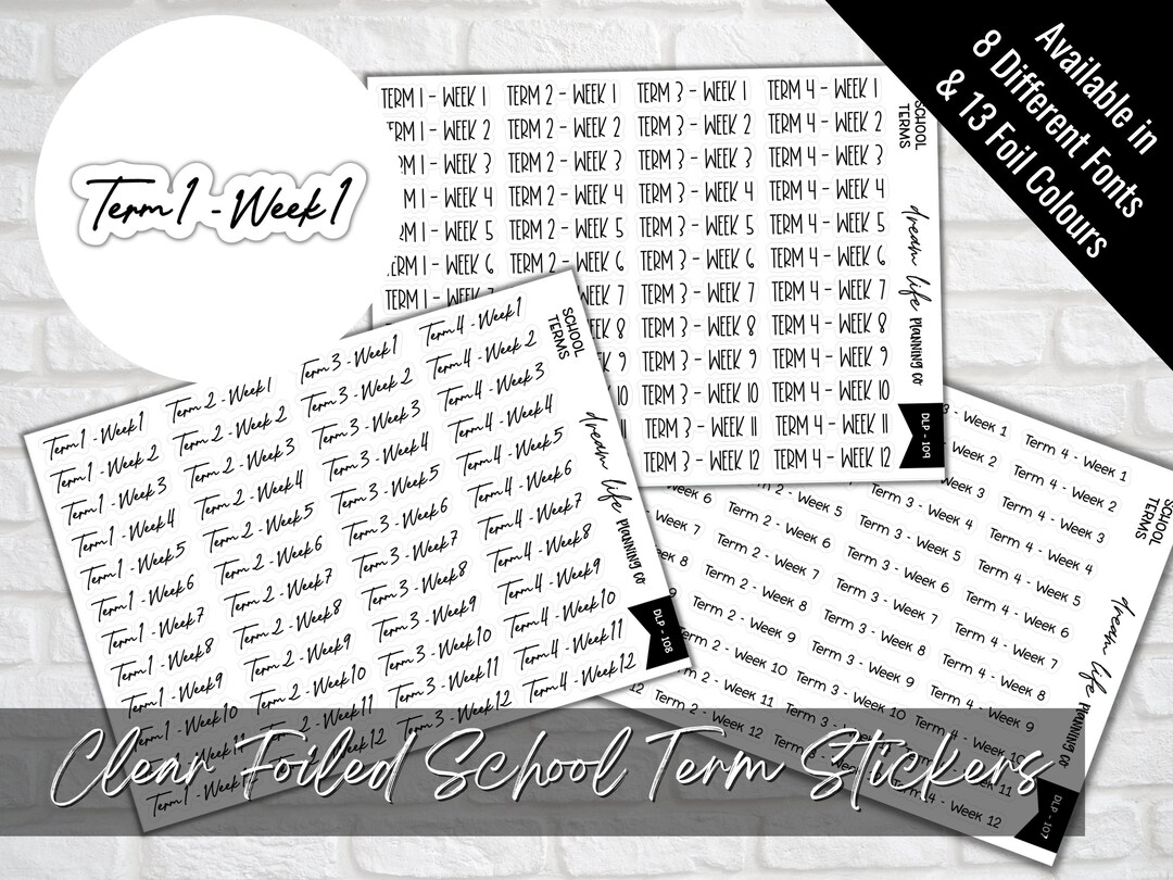 Clear Foiled School Term Stickers, Back to School Stickers, Bullet ...