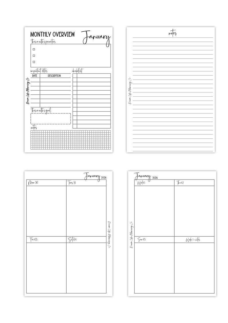2026 - A5 WO2P Quarter Box Layout With Lined or Grid Paper - Etsy Australia