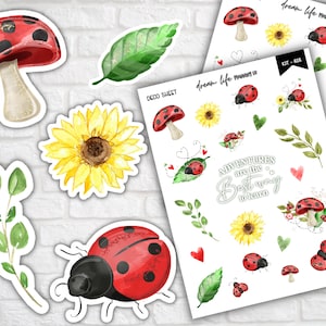 Autocollants déco coccinelle coccinelle Autocollants décoratifs pour agenda Bullet Journal autocollants mignon feuilles d'autocollants Erin Condren