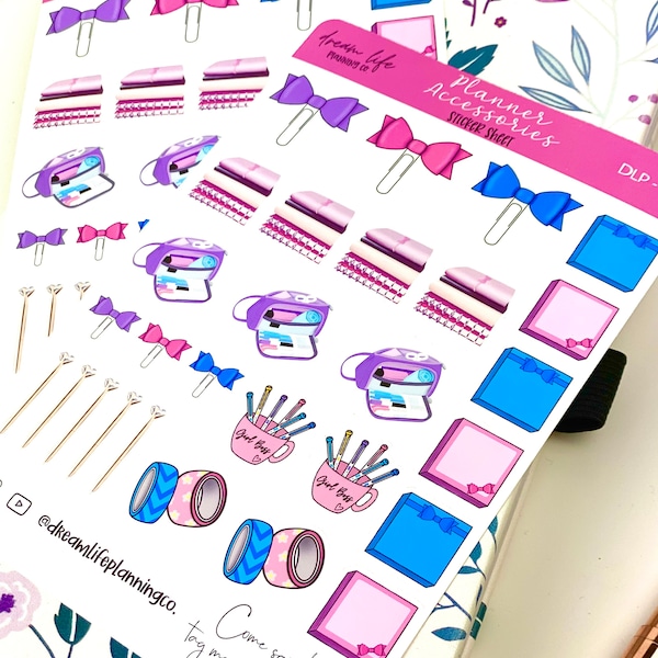 Planner Accessories Stickers | Bows | Washi | Bullet Journal | Planner Stickers | Cute Planner Stickers | Sticker Sheet | BUJO | DLP 009