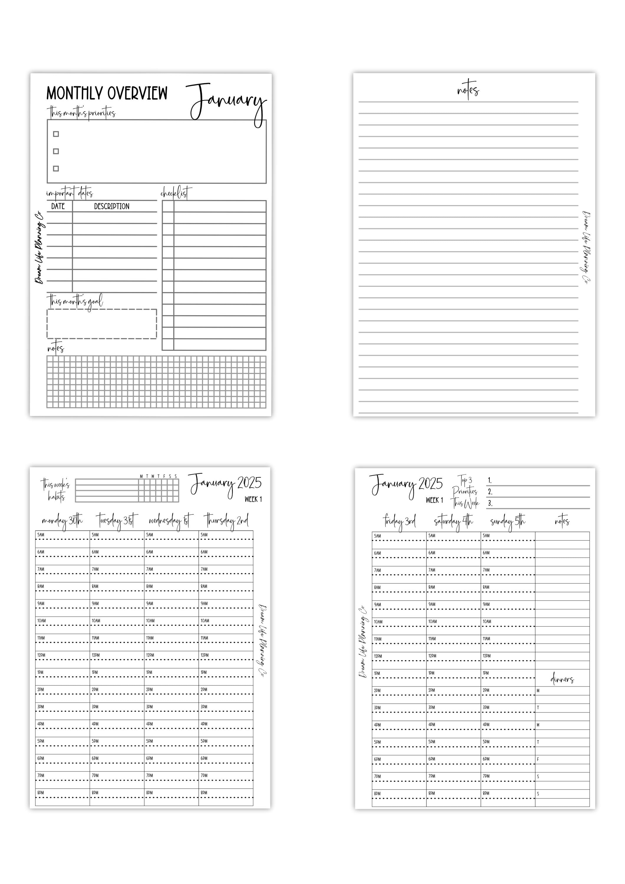 2026 - A5 Hourly Planner Refill for A5 Planner Weekly Planner Refill A5 ...