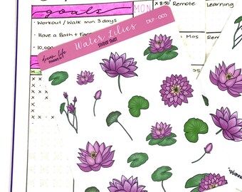 Water Lilies Stickers | Bullet Journal | Planner Stickers | Cute Planner Sticker Sheet | Sticker Sheet | BUJO | DLP 005