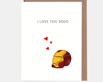 Carte d'anniversaire Iron Man, je t'aime 3000, super-héros Avengers, Saint-Valentin, amour, mignon, carte pour elle, carte pour lui, couples, fiançailles