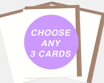 Pack of 3 Cards, Choose Any Cards, Multiple Card Bundle, Multiple Occasions, Create Your Own Pack, Card Set, Holiday Card Set