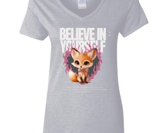 Foxy damestrui van 5,3 oz. T-shirt met V-hals