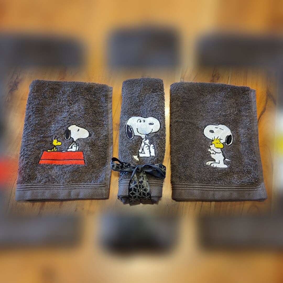 Snoopy and Woodstock Guest Towel Embroidered Brown 30 X 48 Cm Etsy