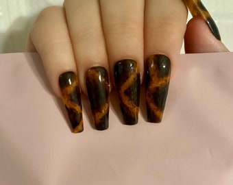 Tortoise Nails Etsy