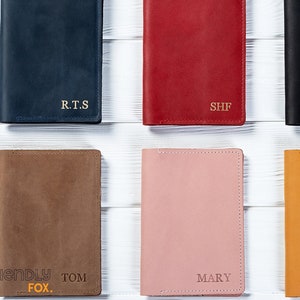 Leather Passport Cover - Personalized Passport Holder and Luggage Tag Set - Custom Passport Wallet.