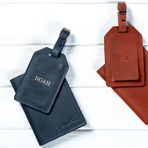 Personalized Passport cover and Luggage Tag Set, Leather Passport Holder, Passport Wallet - Handmade Gift for Travelers.