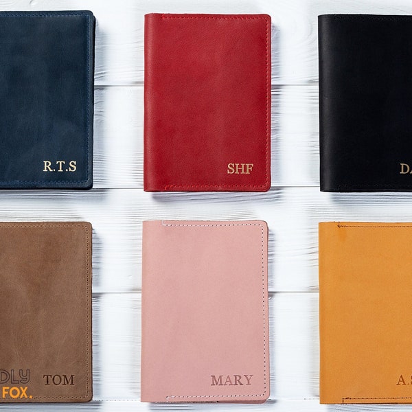 Leather Passport Cover - Personalized Passport Holder and Luggage Tag Set - Custom Passport Wallet.