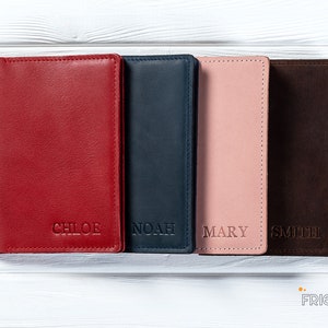 Porta pasaporte de cuero, funda de pasaporte personalizada, billetera de cuero para pasaporte, juego de accesorios de viaje, regalo de San Valentín para él.
