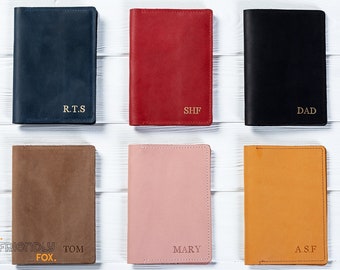 Leather Passport Cover - Personalized Passport Holder and Luggage Tag Set - Custom Passport Wallet.