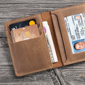 Personalized Leather Wallet For Men, Front Pocket Wallet, Minimalist Wallet, Leather Card Holder, Slim Wallet, Custom Mens Leather Wallet.