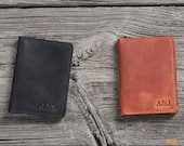 Personalized Leather Wallet for Men, Front Pocket Wallet, Slim Minimalist Wallet, Genuine Leather ID Holder, Handmade Leather Card Holder.