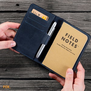 Funda de cuero para notas de campo, billetera personalizada para notas de campo, funda de bolsillo Moleskine para hombres y mujeres, regalo para escritores, regalo para el día del padre.