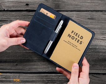 Leather Field Notes Cover, Personalized Field Notes Wallet, Pocket Moleskine Cover for Men and Women, Gift for writers, Fathers day gift.