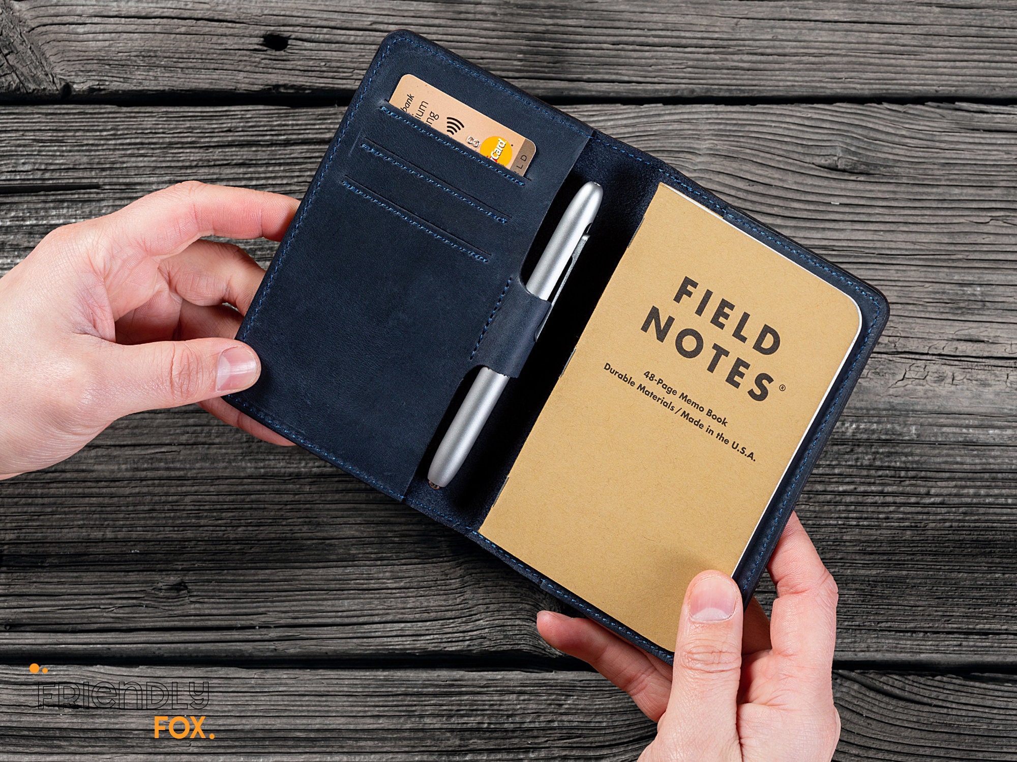 Moleskine Cahier Leather Cover Pocket With Pen Loop, Moleskine Cover XL,  Personalized Refillable Journal, Field Notes Cover Leather 