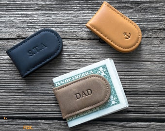 Custom Leather Money Clip Groomsmen Gift - Personalized Leather Money Clips for Men - Monogram Money Clips Personalized Gift.