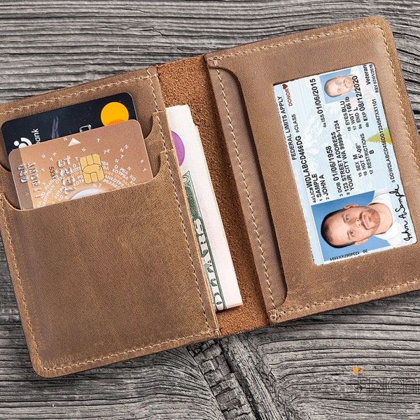 Leather Slim Wallet - Etsy