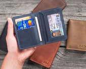 Personalized Leather Wallet with ID Window, Front Pocket Wallet, Men 39 s Wallet, Slim ID Wallet, Personalized ID Holder