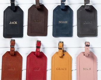 Leather Luggage Tags, Personalized Luggage Tags, Custom Tags with Initials, Corporate Gift with Logo, Leather Bag Tags.
