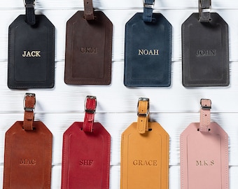 Leather Luggage Tags, Personalized Luggage Tags, Custom Tags with Initials, Corporate Gift with Logo, Leather Bag Tags.