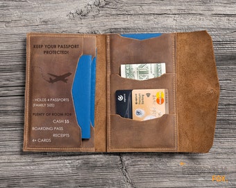 Personalized Travel Wallet, Leather Passport Holder, Personalized Passport Wallet, Family Travel Wallet, Passport Case, Document Holder.