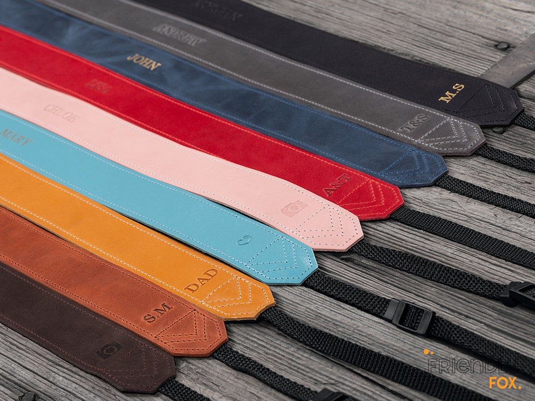 Personalized Leather Camera Strap for DSLR Cameras, Shoulder Camera