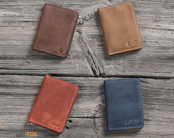 Cartera de cuero para hombres, billetera minimalista personalizada, billetera de bolsillo frontal, titular de tarjeta de crédito, billetera delgada, billetera personalizada hecha a mano para hombres.