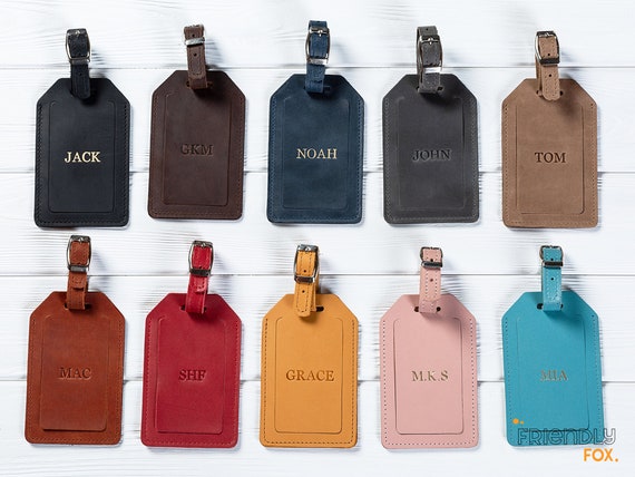 Leather Luggage Tags, Personalized Luggage Tags, Custom Tags with Initials,  Corporate Gift with Logo, Leather Bag Tags.