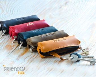 Custom Key Holder, Personalized Key Fob, Leather Key Organizer, Personalized Key Pouch, Key Case for Him or Her, Corporate gifts with Logo.