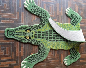Crocodile / Alligator  Hand Tufted Area Rug For Kids, Living room, Drawing room.....(quick ship)