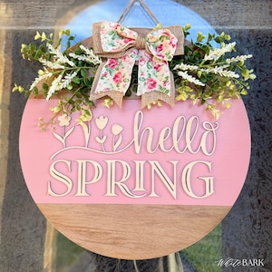 Hello Spring Floral Door Hanger | Spring Door Sign | Door Round | Home Decor | Porch Decor | Welcome Sign | Front Door Wreath | 3D Sign
