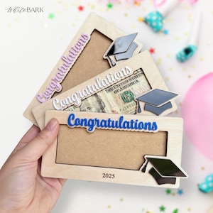 Graduation Money Holder Gift | Congratulations Money Holder | Grad Money Gift | Cash Gift Wooden Holder | Grad Cap | Class of 2025