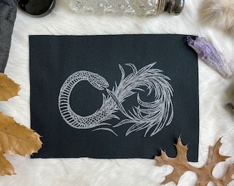 The Eternal Return - Silver on Black Twill - Sew-on Patch