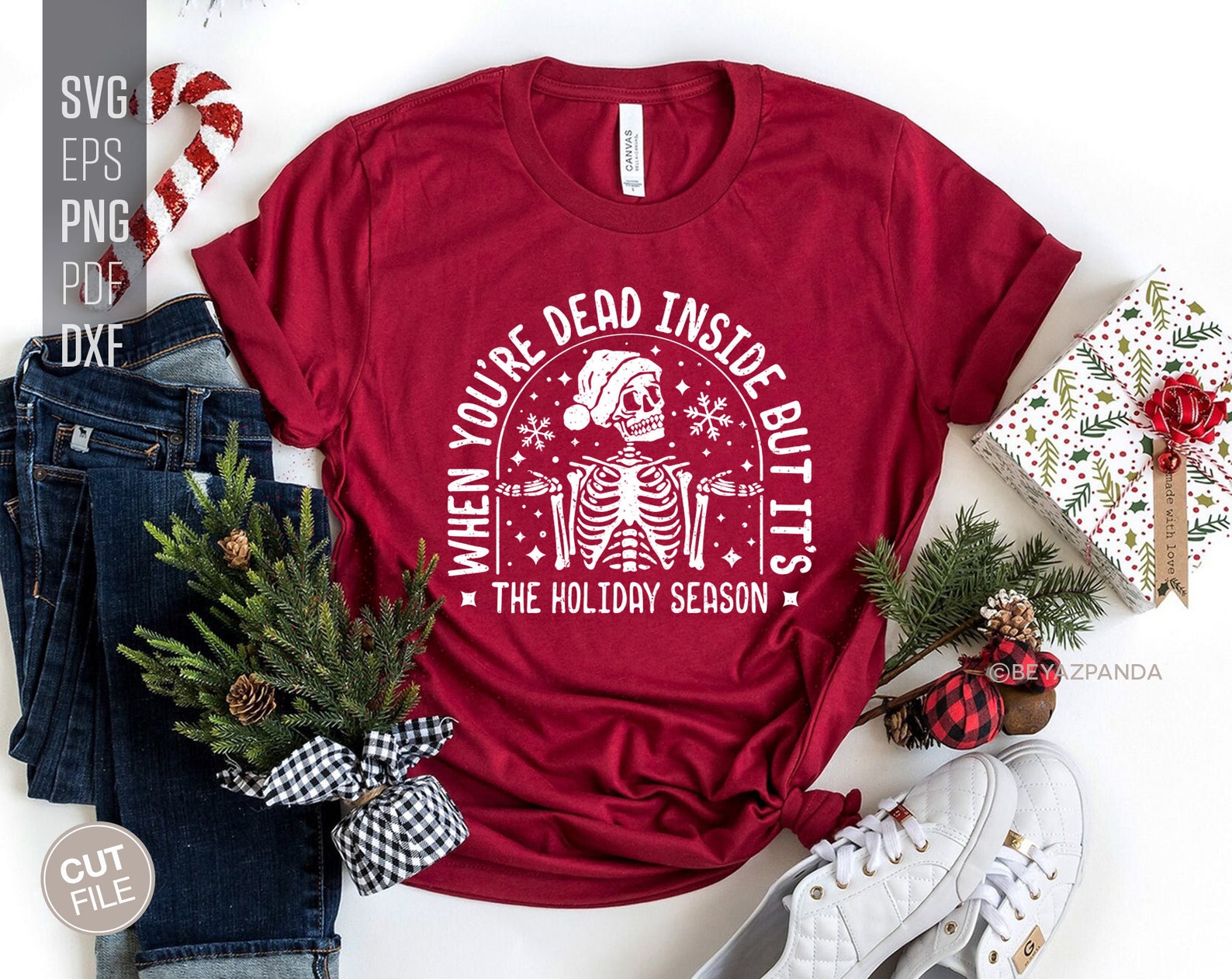Dead Inside Skelett Weihnachten SVG Lustiges Weihnachtsshirt - Etsy.de
