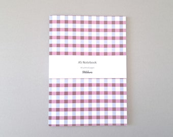 Purple Gingham A5 Blank Notebook