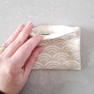 Small Notions Pouch, Zipper Case, Tool Storage, Craft Organiser, Waves in Natural afbeelding 2