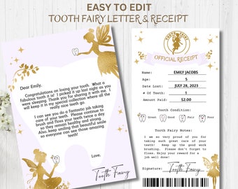 Editable Tooth Fairy Letter and Receipt Template (Digital Download)