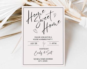 Home Sweet Home Housewarming Invitation Template - Instant Download, Editable, Printable, New Home Celebration Invite, Modern Design