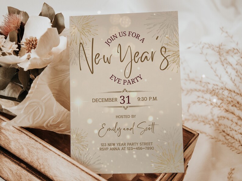 Editable New Years Eve Party Invitation, 2025 New Years Party Invite